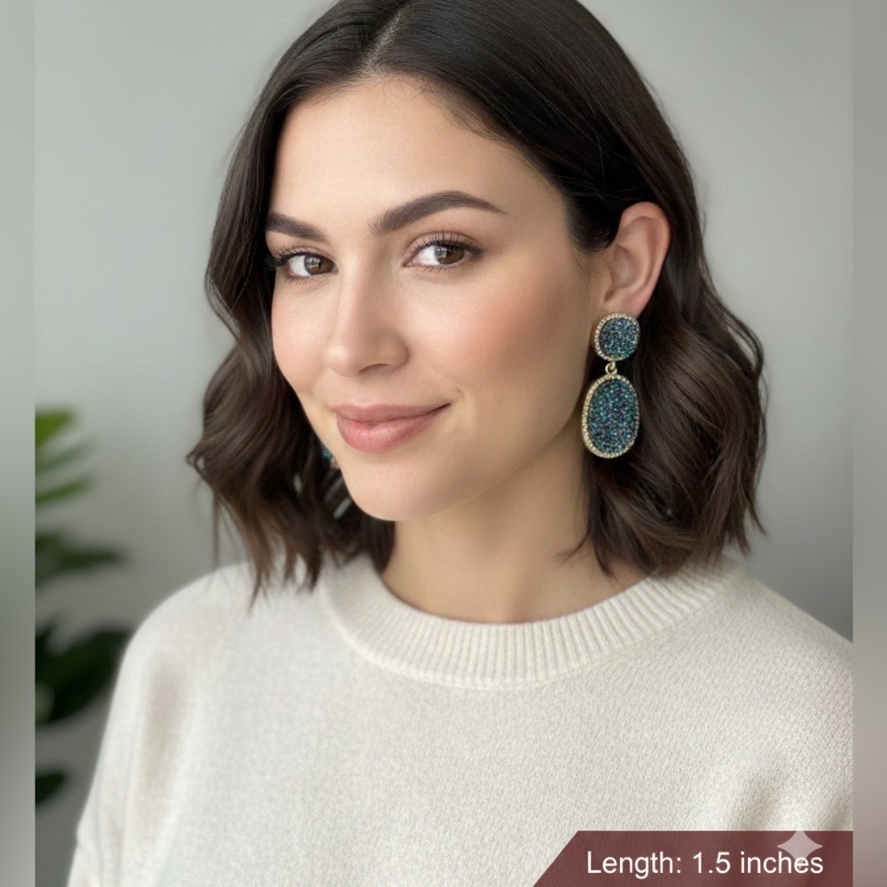 BaubleBar Moonlight or Vina druzy drop earrings look like geodes 🌟 - Picture 2 of 6
